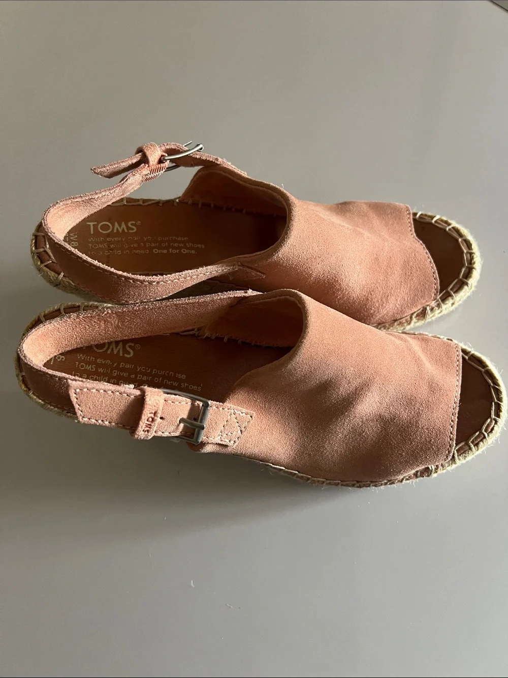 Toms Pink Suede Espadrille Wedge Sandals Size: W8